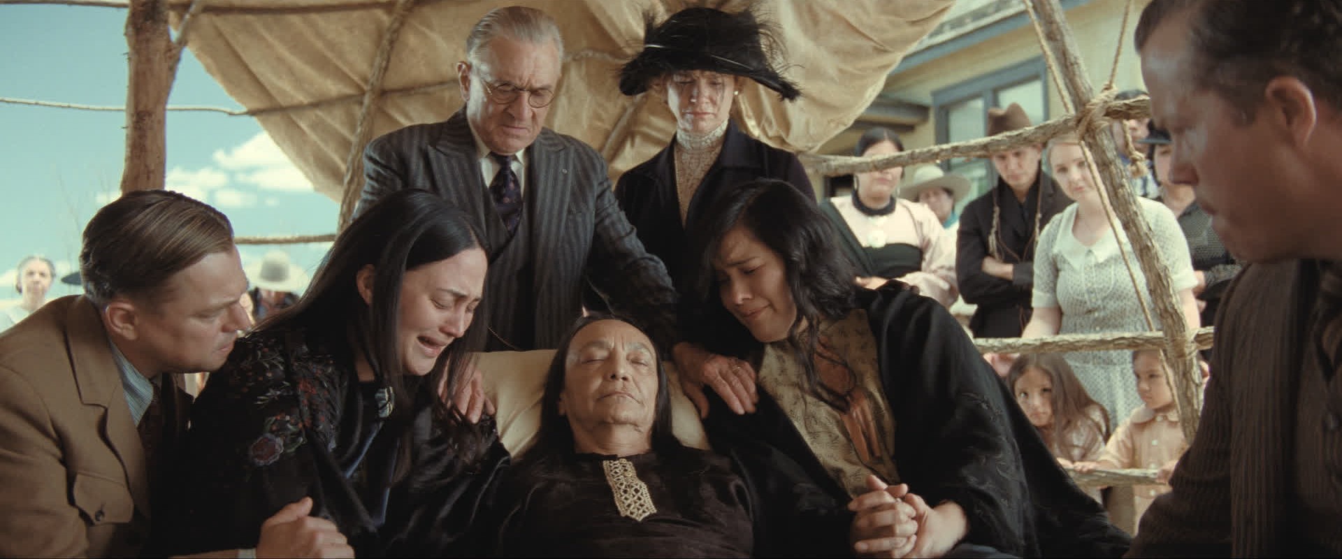 Leonardo DiCaprio, Robert De Niro and Lily Gladstone in Martin Scorsese's "Killers of the Flower Moon" movie